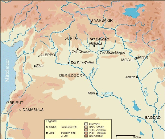 Landkarte Syrien/Obermesopotamien